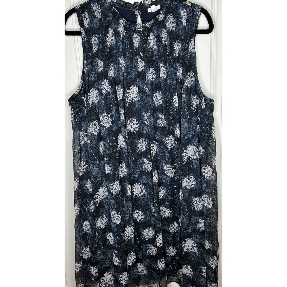 Joie Baltic Print Sleeveless Ruffle Smocked Midi Shift Dress XL Cottage Boho Flo